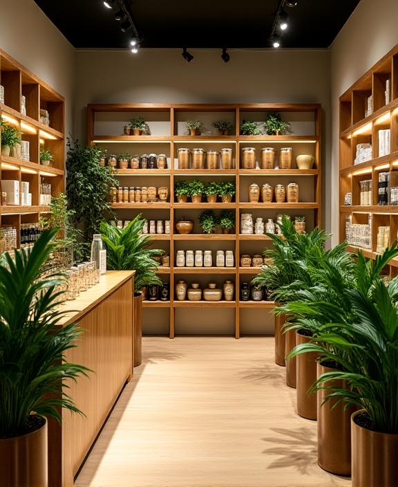 The warm and inviting interior of the VerdeGlow Living store in Singapore.